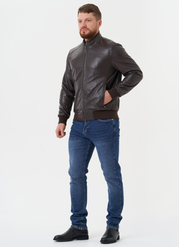 Кожаная куртка "бомбер"