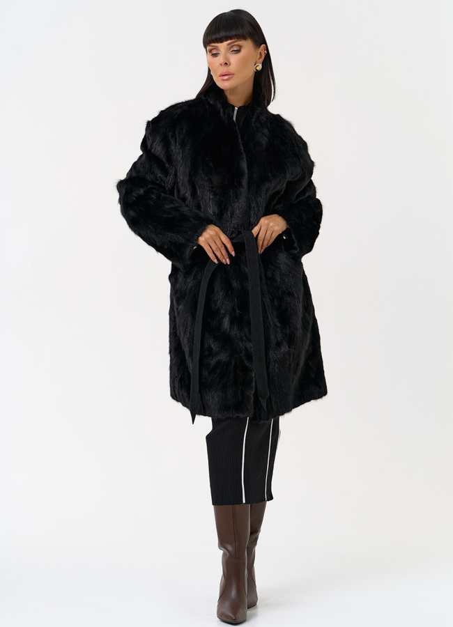 Женская шуба из меха норки в черном цвете модель № 31296 универмаг малина