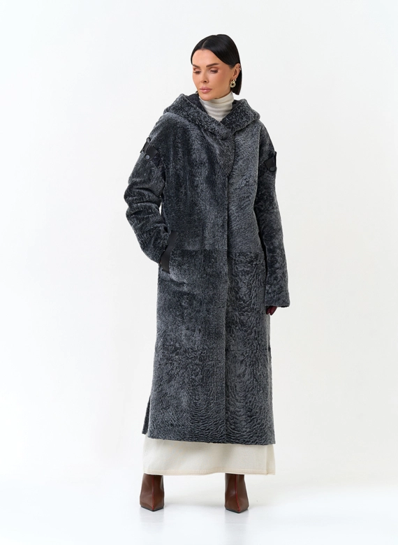 Женская двухсторонняя дубленка из натурального меха фото