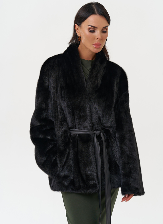 Норковый жакет черного цвета