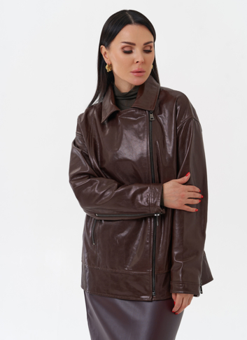 Куртка кожаная женская коричневая