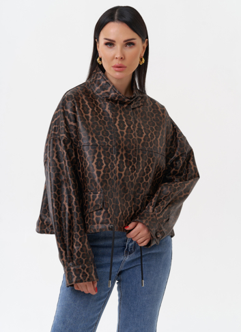 Леопардовая кожаная куртка