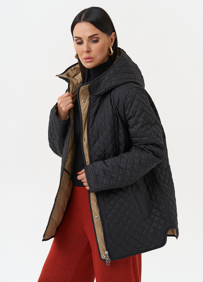 Женская двухсторонняя куртка с капюшоном модель № 30016 универмаг малина