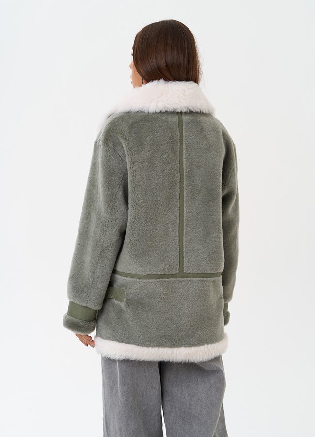 Эко дубленка с английским воротником модель № 28536 универмаг малина