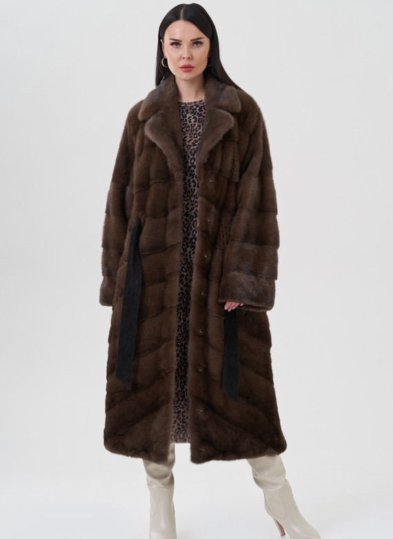 Норковая шуба с английским воротником 
