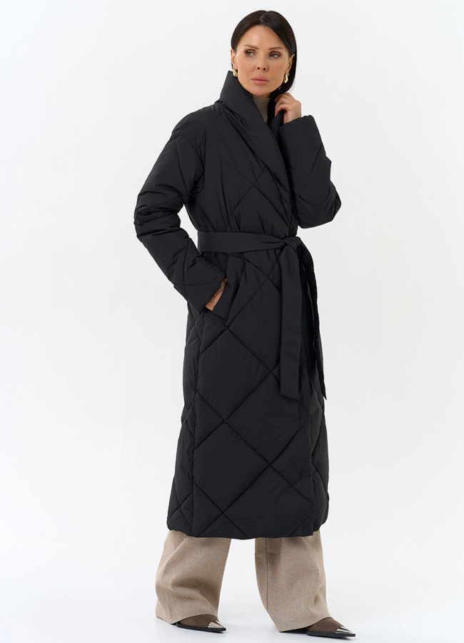 Женский пуховик с воротником шаль модель № 31740 универмаг малина