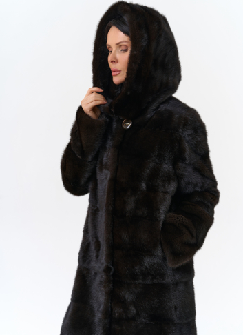 Норковая шуба с капюшоном