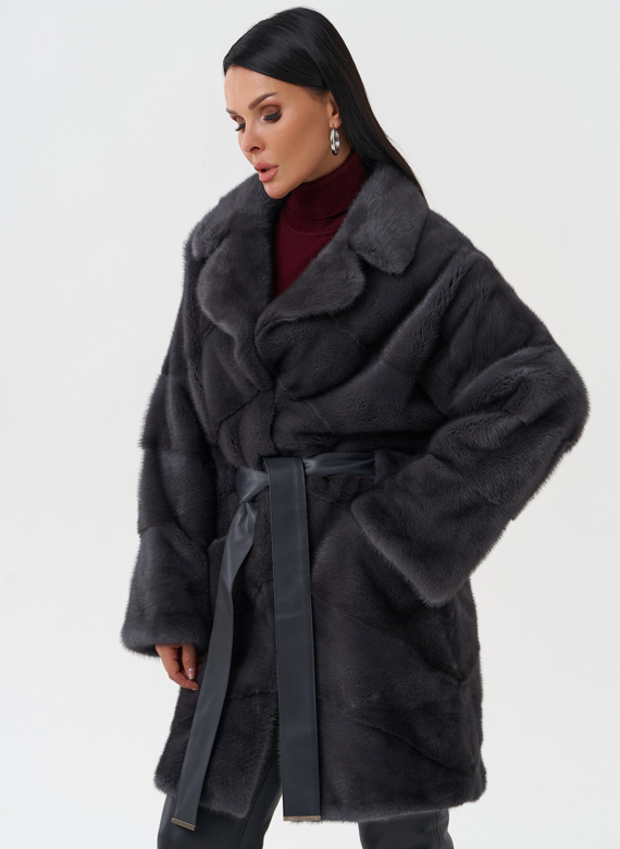 Норковая шуба с английским воротником