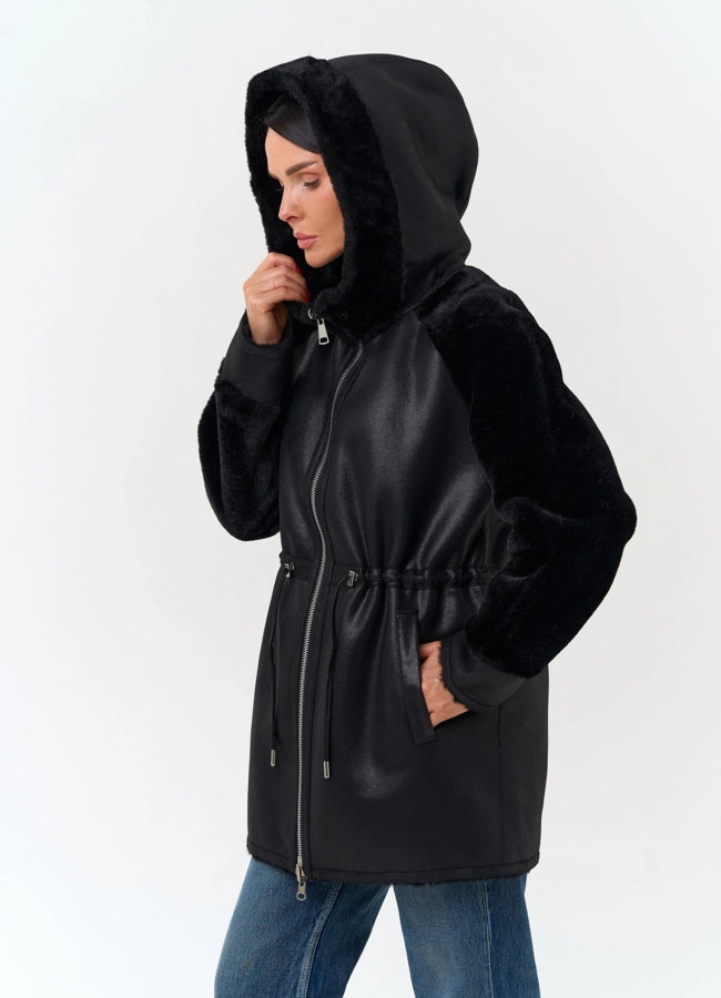 Женская дубленка из эко замши модель № 33901 в кредит