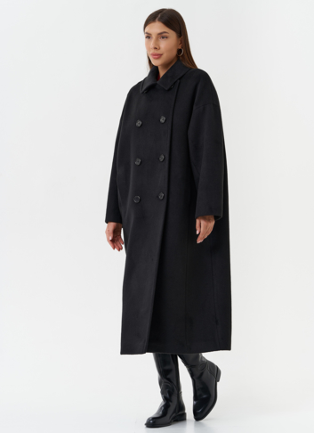 Длинное пальто черного цвета