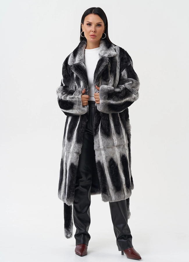 Шуба из меха кролика с английским воротником модель № 28135 универмаг малина