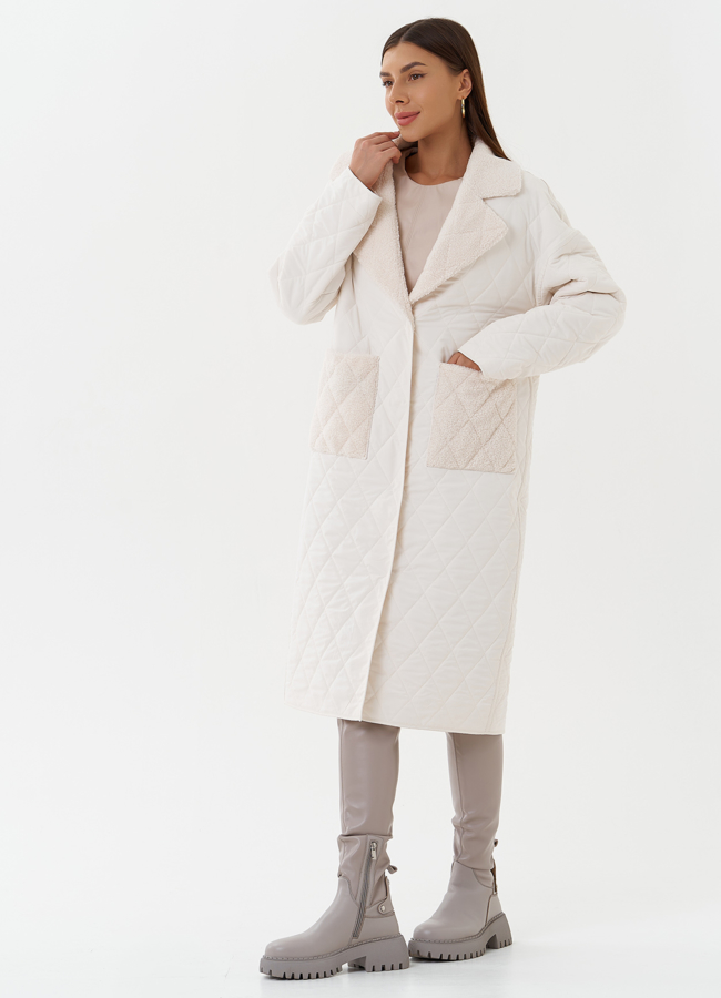 фото Двустороннее демисезонное пальто с экомехом модель № К28105