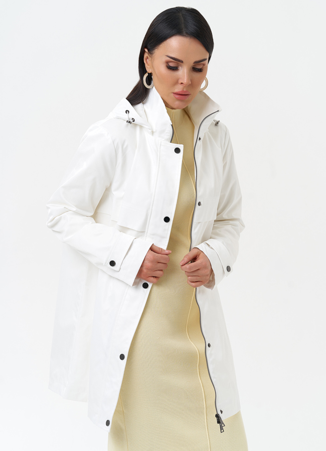 Плащ женский белого цвета модель № 30085 универмаг малина