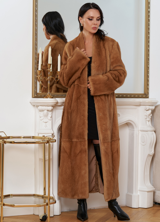 Женская длинная шуба из меха норки модель № 30696 универмаг малина