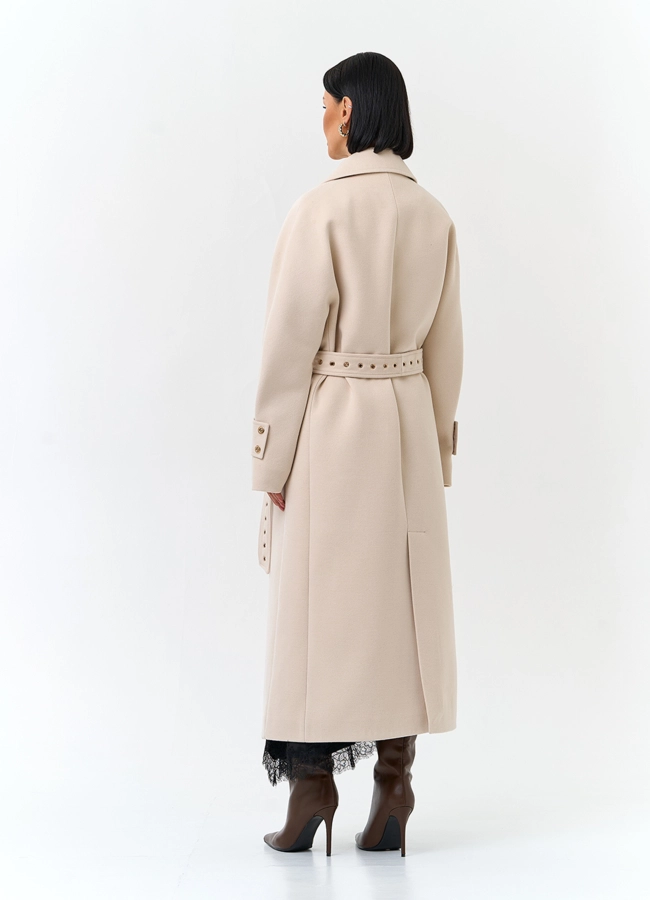 Женское пальто с акцентным поясом модель № 32807 в рассрочку