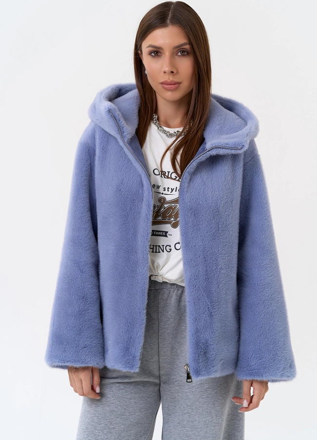Женская куртка из эко меха с капюшоном модель № 31224 универмаг малина