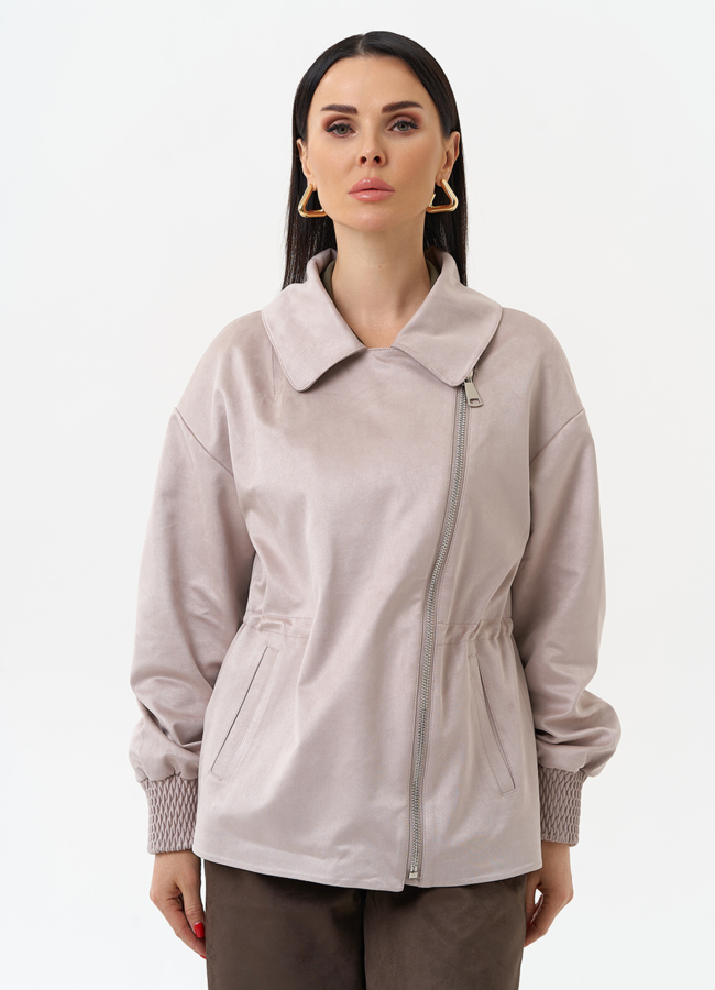 Женская куртка из эко замши с поясом модель № 30058 в рассрочку