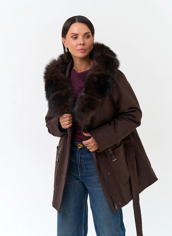Женская куртка из эко замши фото