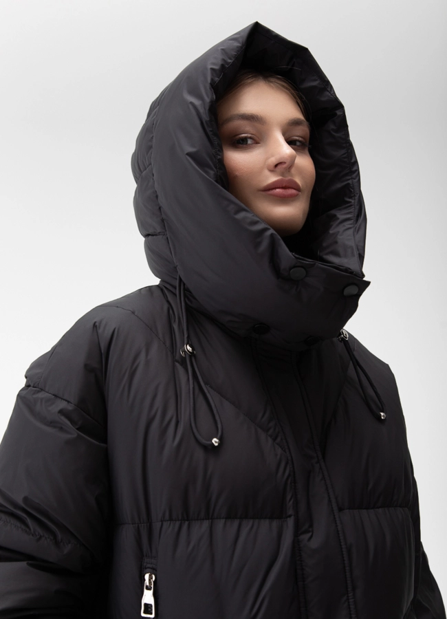 Женский пуховик с капюшоном  модель № 28385 универмаг малина