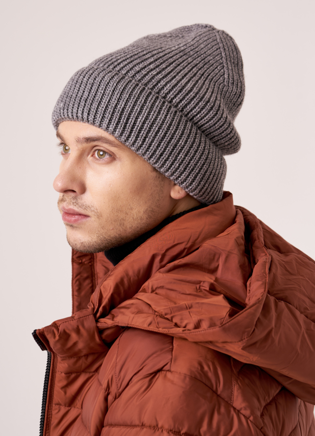 Шапка мужская серого цвета модель № MMH10976 универмаг малина